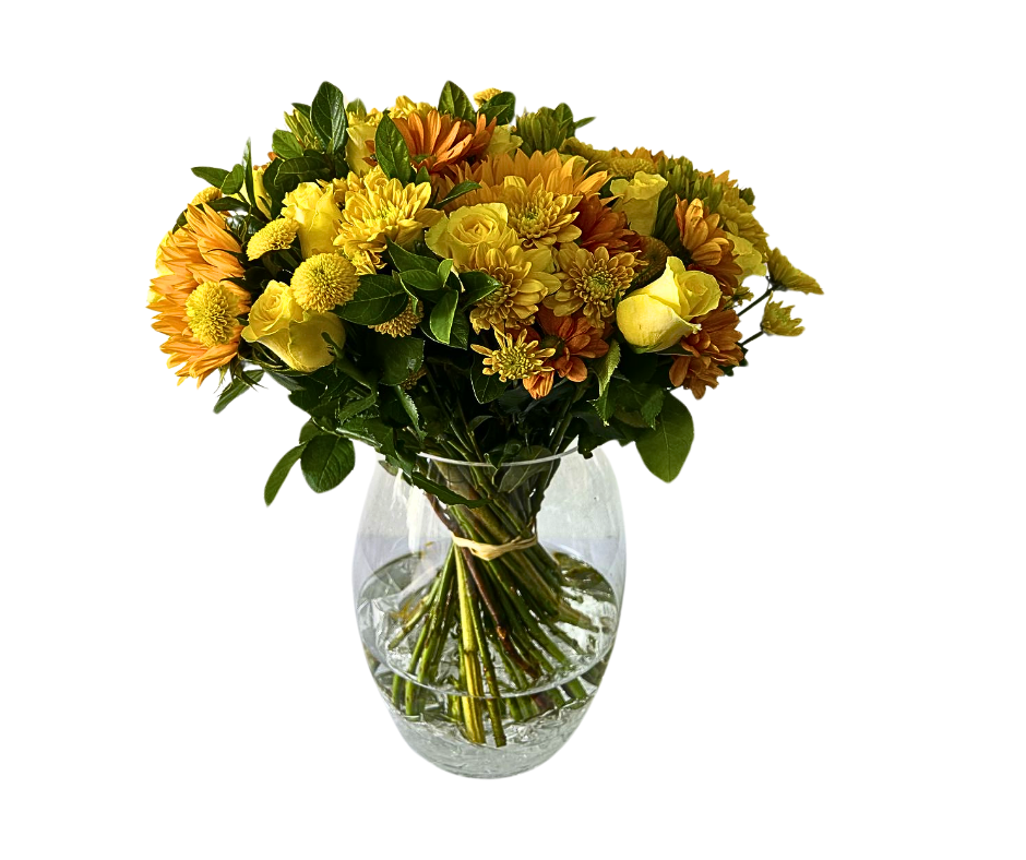 Radiant Sunshine Bloom - large sympathy arrangement (with vase) - Jihaans Flower Emporium