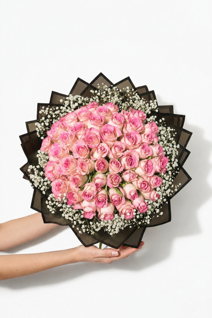 Assorted Size & Colour Rose Bouquets (with Baby's Breath)
