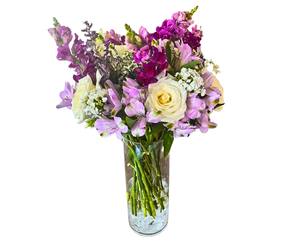 Violet and Lilac Embrace (with vase) - Jihaans Flower Emporium