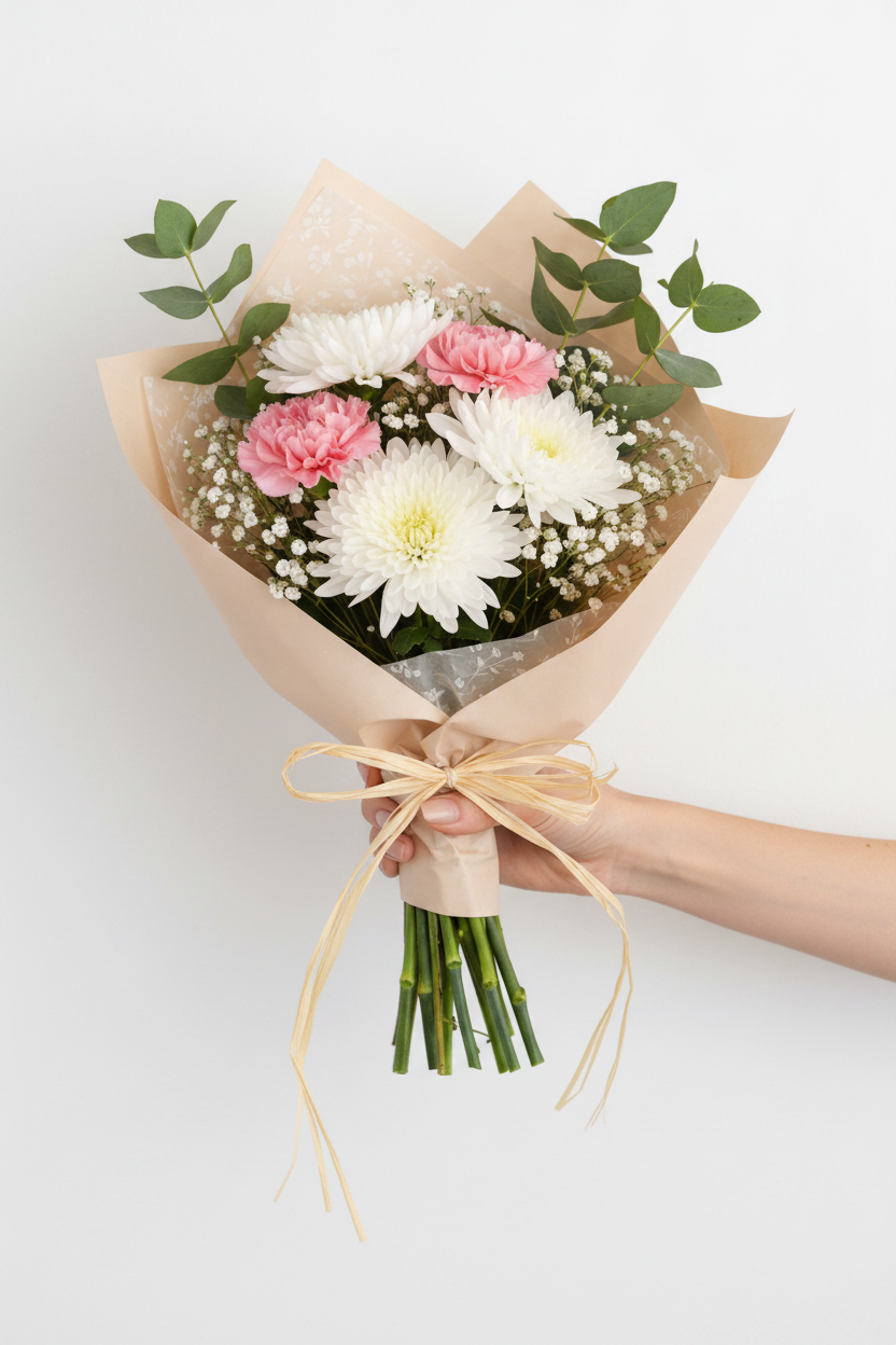 A colorful floral arrangement in a vase from Jihaans Flower Emporium, featuring vibrant flowers and lush greenery.