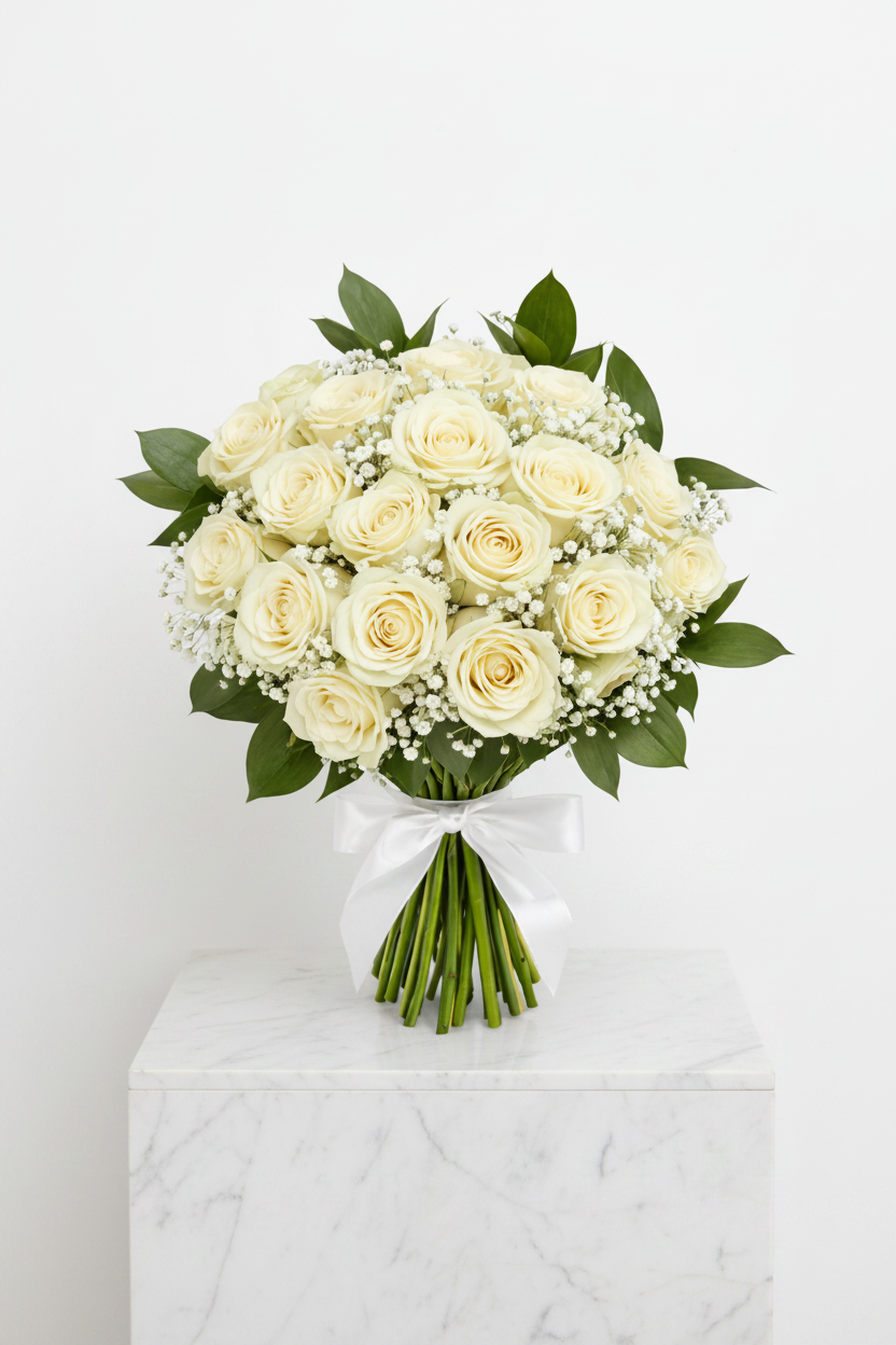 White bridal Bouquet - 24 stem - Jihaans Flower Emporium