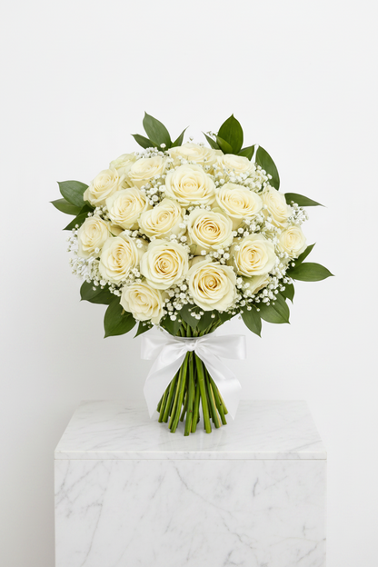 White bridal Bouquet - 24 stem - Jihaans Flower Emporium