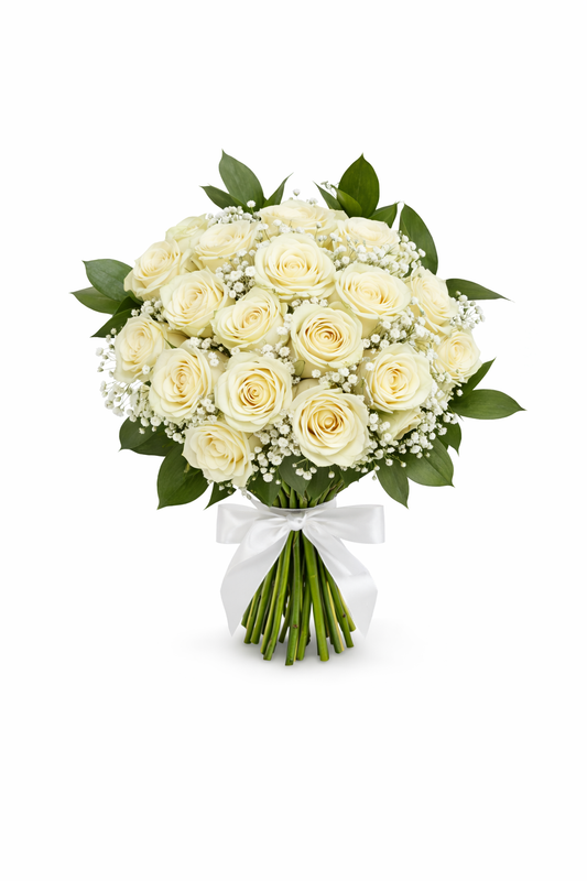 White bridal Bouquet - 24 stem - Jihaans Flower Emporium