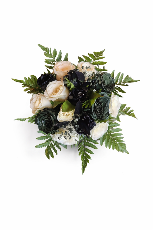 Emerald Green and Black Bride / Bridal Bouquet - Jihaans Flower Emporium
