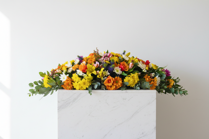 Funeral Coffin Spray - Bright and Bold - Jihaans Flower Emporium