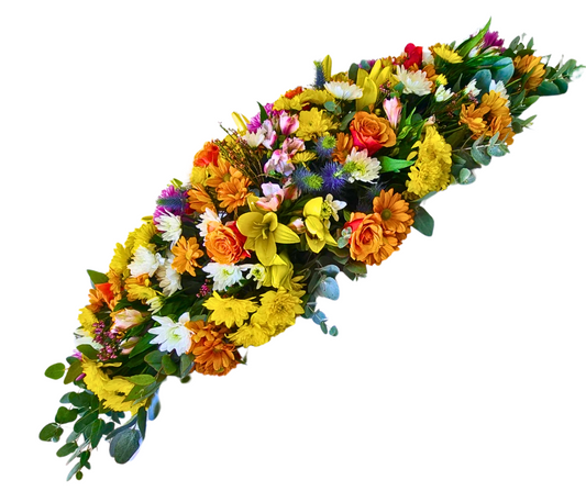 Funeral Coffin Spray - Bright and Bold - Jihaans Flower Emporium