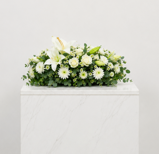 Funeral Coffin Spray - Standard White
