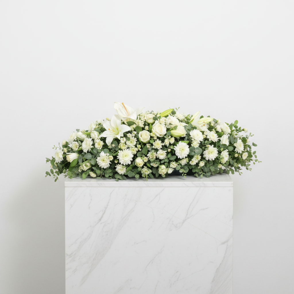 Funeral Coffin Spray - Standard White