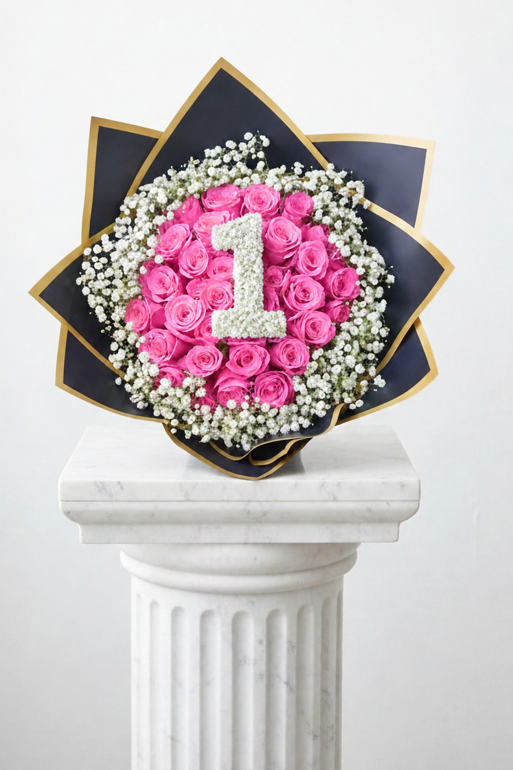 25-Stem Roses with Baby's Breath, Colour of Your Choice & One Digit