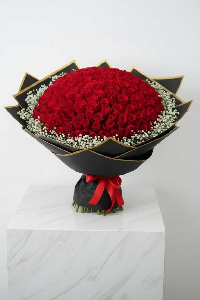 Assorted Size & Colour Rose Bouquets (with Baby's Breath)