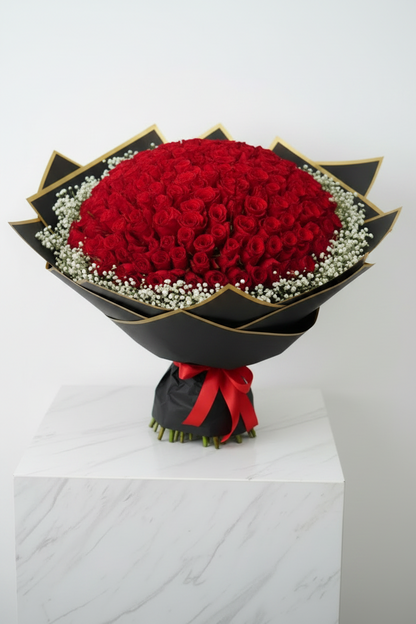 Assorted Size & Colour Rose Bouquets (with Baby's Breath)