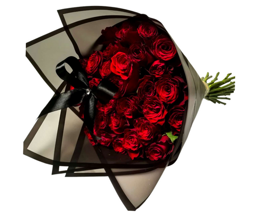 30 Stem Red Roses with bow - Jihaans Flower Emporium