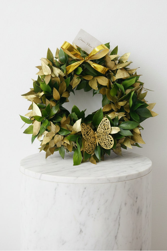 Wreath with Golden highlights - Jihaans Flower Emporium
