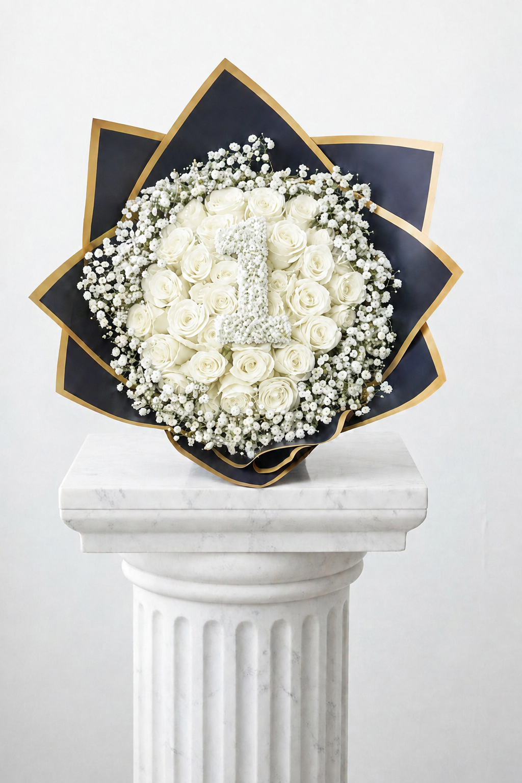 25-Stem Roses with Baby's Breath, Colour of Your Choice & One Digit