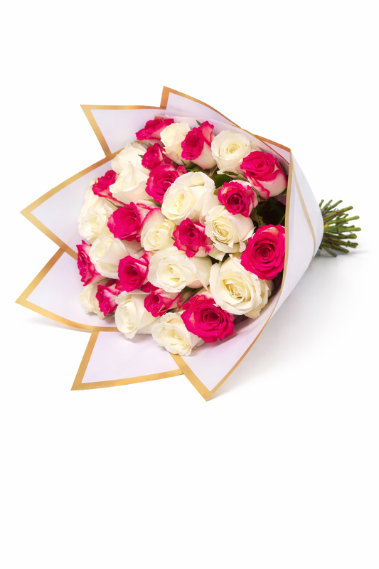 30 Pink and White Rose Arrangement - Jihaans Flower Emporium