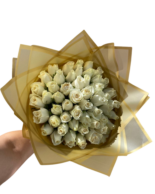 50 Stem White Roses
