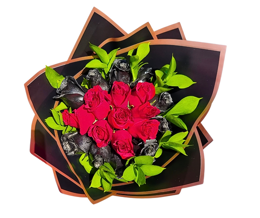 Black and Red Rose Bunch - Jihaans Flower Emporium