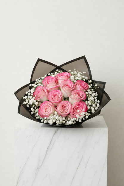 Assorted Size & Colour Rose Bouquets (with Baby's Breath)