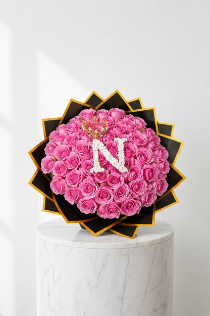 60 Stem Roses (with one Letter)  - Choose your own Colour