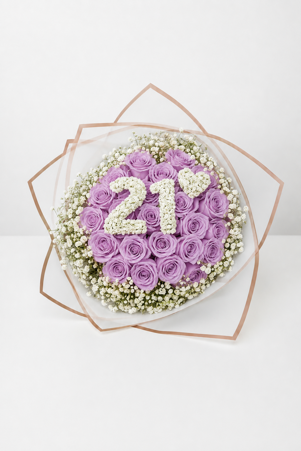 20-Stem Roses with Baby's Breath, Colour of Your Choice & Two Digits