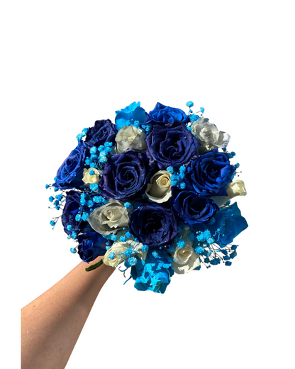 Blue and white bridal Bouquet - 20 stem