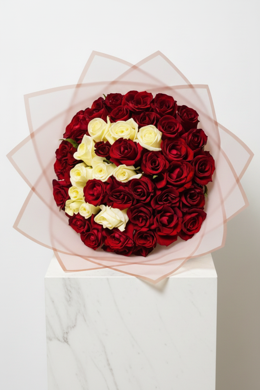 Colorful Monogram 60 Stem Rose Bouquet by My Store with vibrant roses arranged in an elegant bouquet.