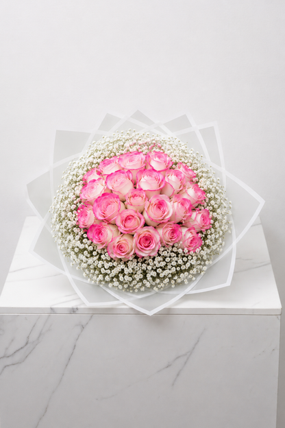 Assorted Size & Colour Rose Bouquets (with Baby's Breath)