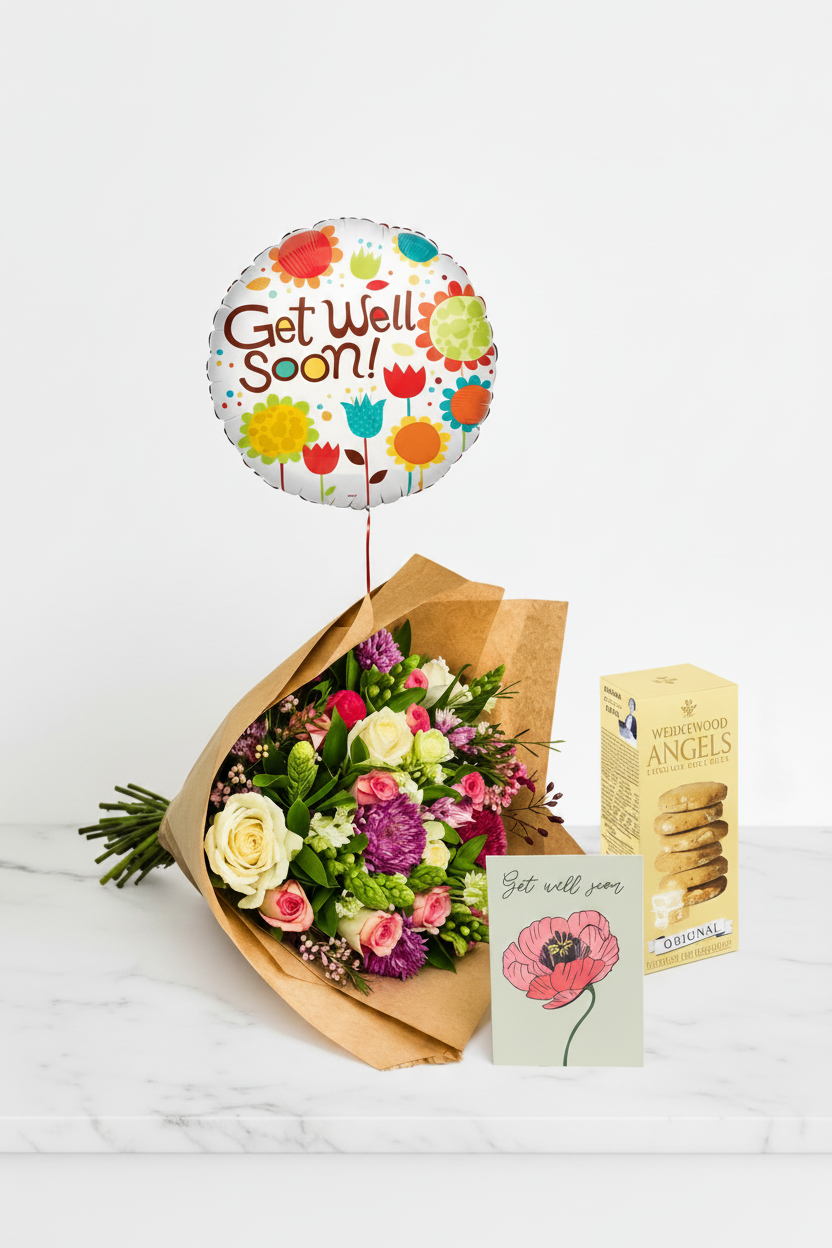 Bright, colorful Radiant Recovery Bouquet by Jihaans Flower Emporium featuring mixed seasonal flowers in a vibrant arrangement.