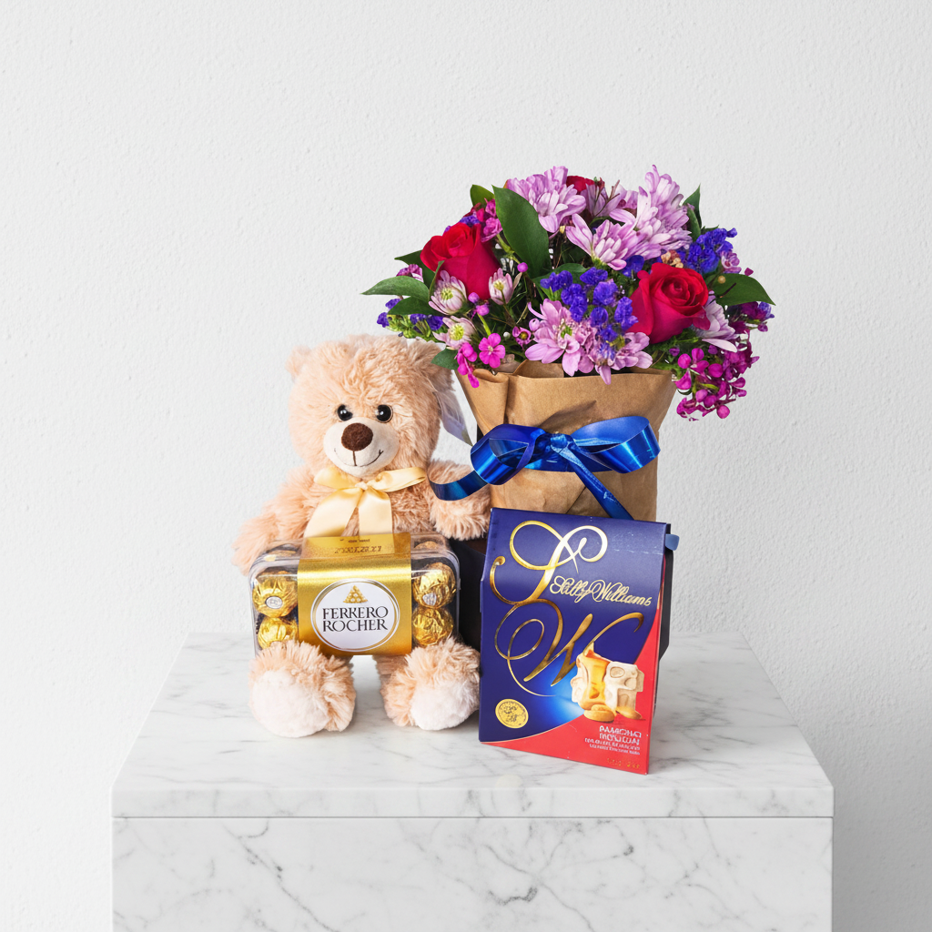 Sweet Embrace gift set by My Store, featuring a collection of scented candles and cozy accessories in elegant packaging.