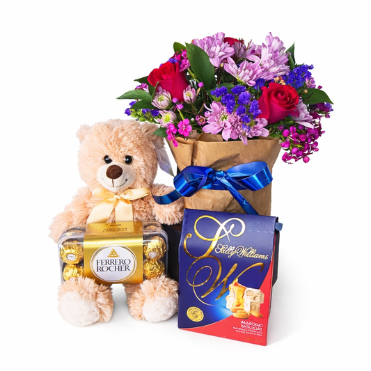Sweet Embrace gift set by My Store, featuring a collection of scented candles and cozy accessories in elegant packaging.