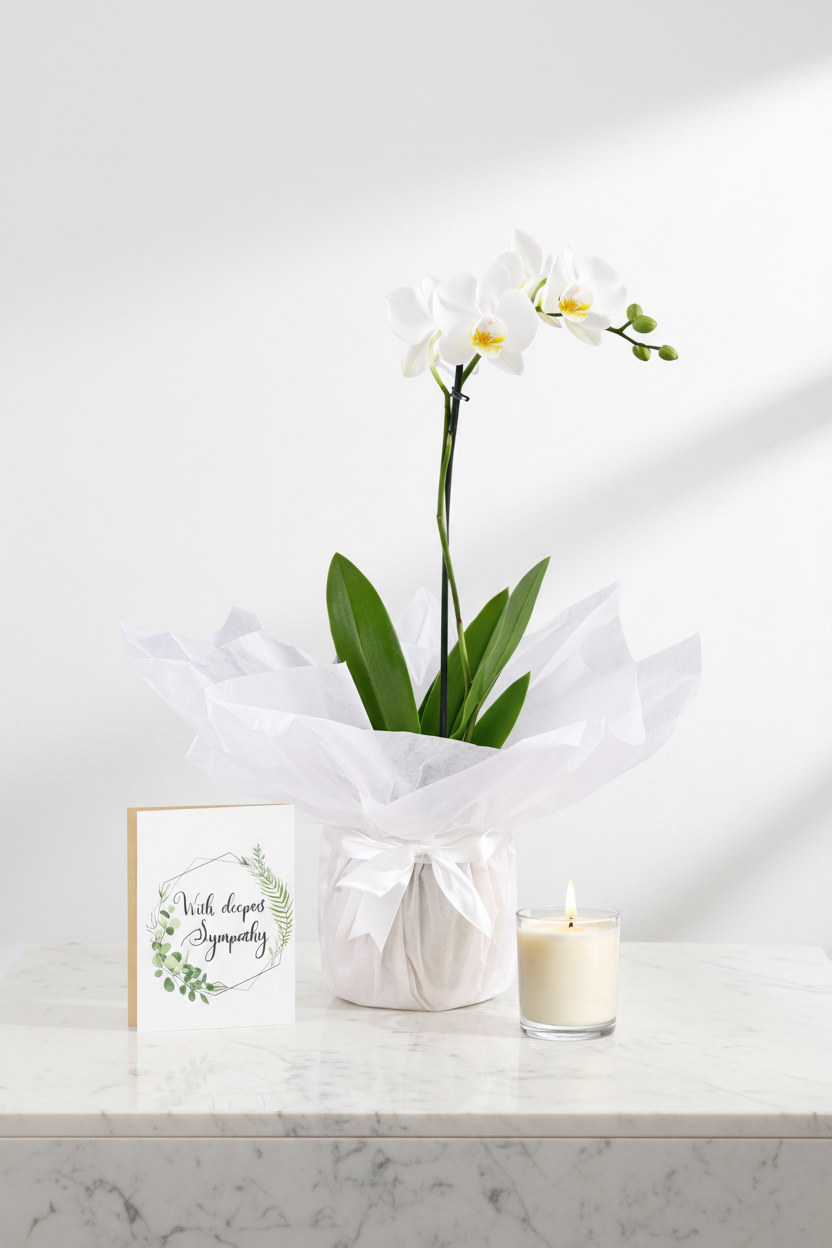 Peaceful Presence set by Jihaans Flower Emporium featuring calming floral arrangements and decorative elements.