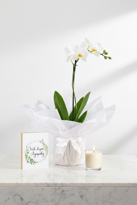 Peaceful Presence set by Jihaans Flower Emporium featuring calming floral arrangements and decorative elements.
