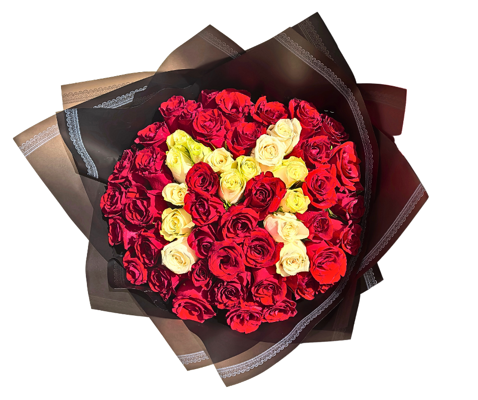 Monogram 60 Stem Rose Bouquet - Choose your own Colour - Jihaans Flower Emporium
