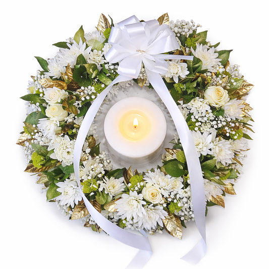 (Copy) White Remembrance Candle Wreath - Large - Jihaans Flower Emporium