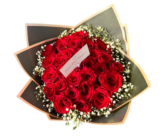 Rose Bouquets with Babies breath(assorted sizes) - Jihaans Flower Emporium