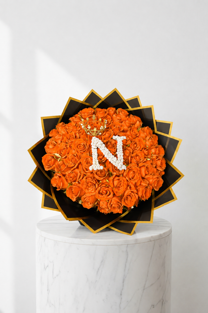 60 Stem Roses (with one Letter)  - Choose your own Colour