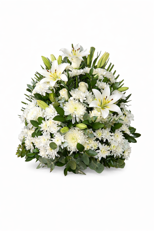 White Upright Funeral Arrangement - Jihaans Flower Emporium