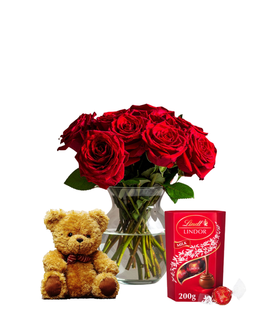 Romantic Rose & Teddy Gift Set - Jihaans Flower Emporium