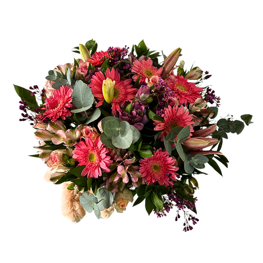 Pink Perfection Arrangement (with vase)and bear - Jihaans Flower Emporium