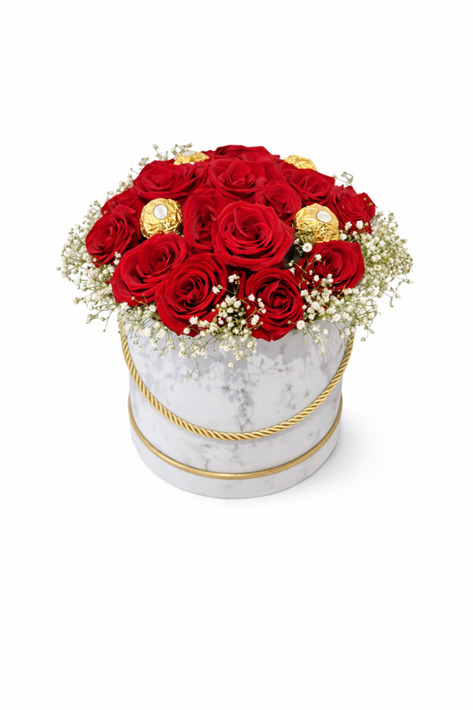 White and Red Floral Bucket - Jihaans Flower Emporium