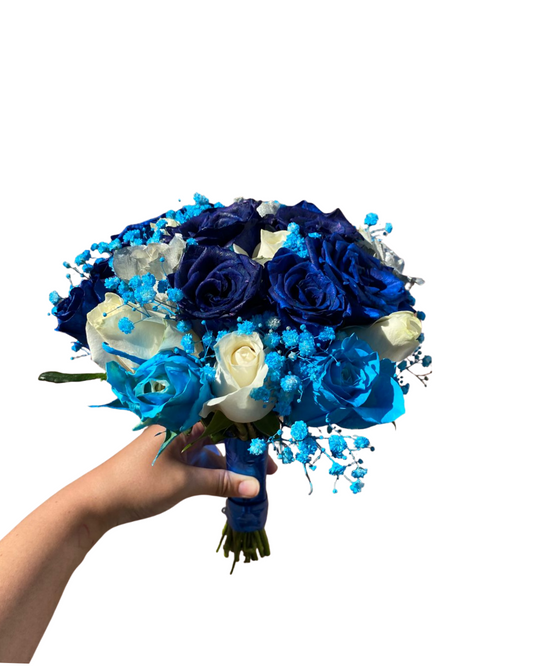 Blue and white bridal Bouquet - 20 stem