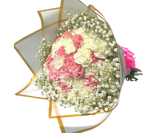 40 Stem Pink and white Coronations and Babies Breathe - Jihaans Flower Emporium