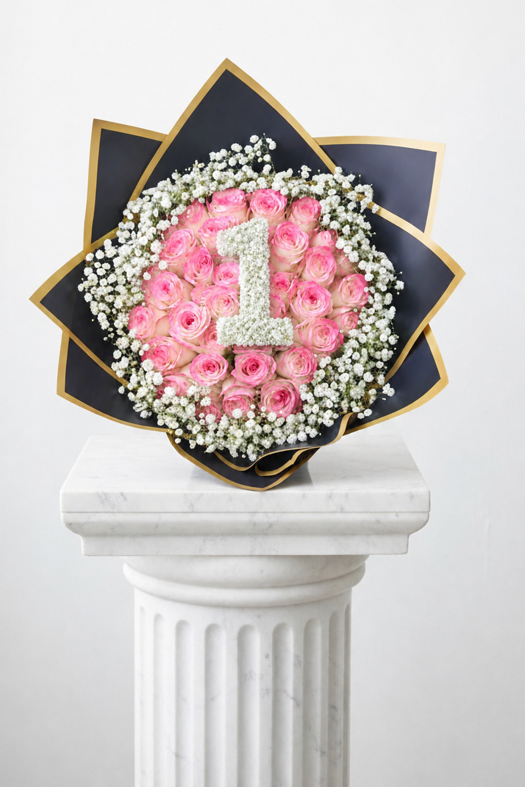 25-Stem Roses with Baby's Breath, Colour of Your Choice & One Digit