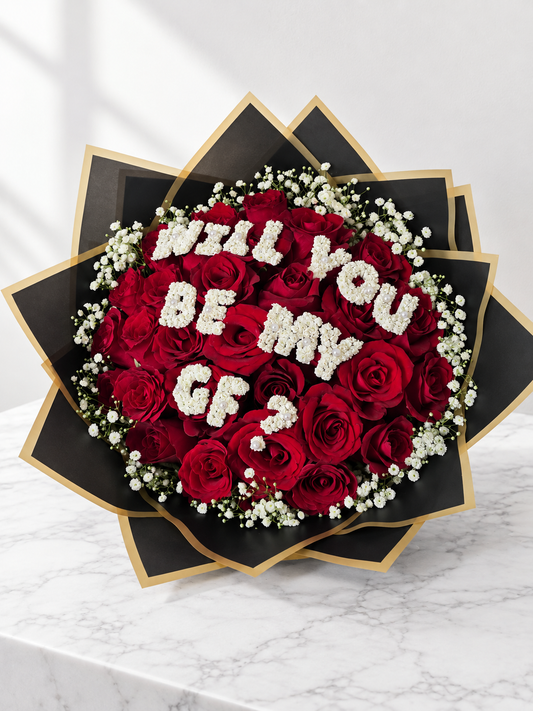 30 Stem red Roses (with 'Will you be my GF?')