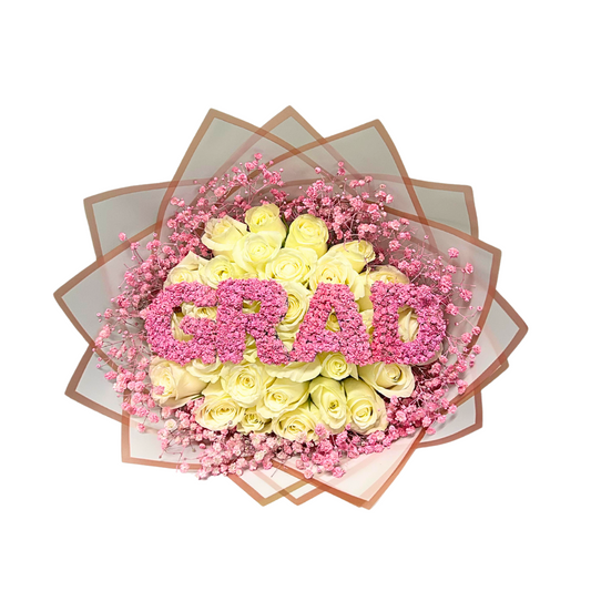 Pink and white 'GRAD' Bouquet - Jihaans Flower Emporium