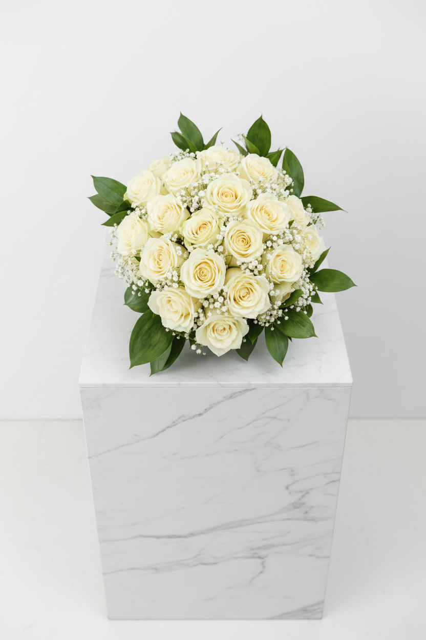 White bridal Bouquet - 24 stem - Jihaans Flower Emporium