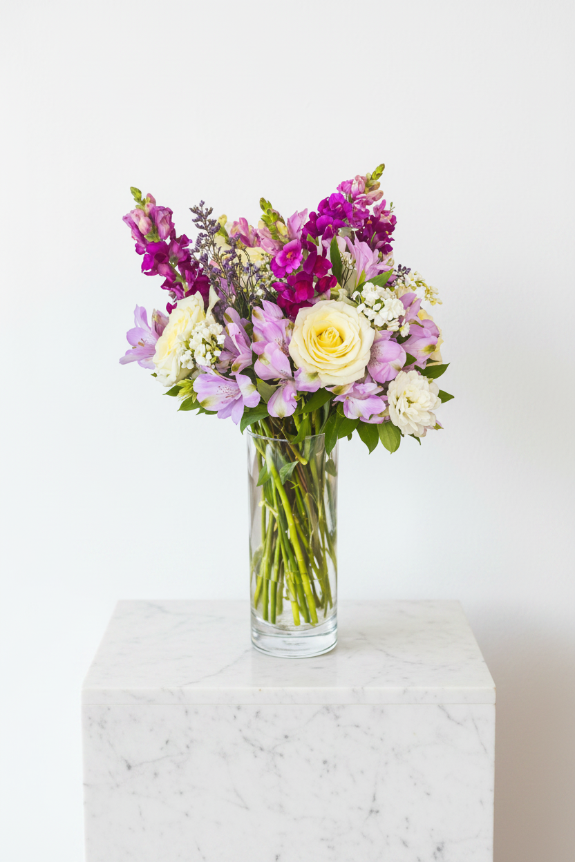 Violet and Lilac Embrace (with vase) - Jihaans Flower Emporium
