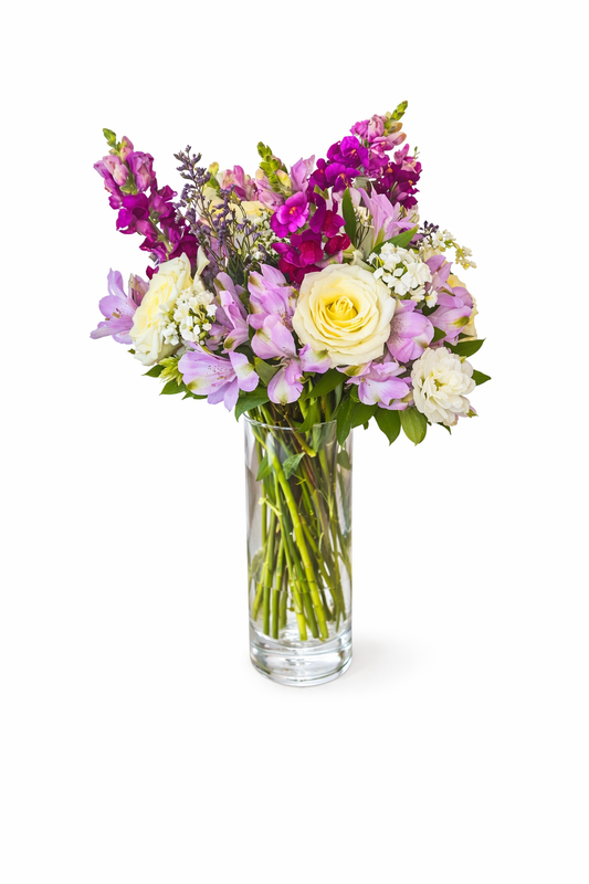Violet and Lilac Embrace (with vase) - Jihaans Flower Emporium