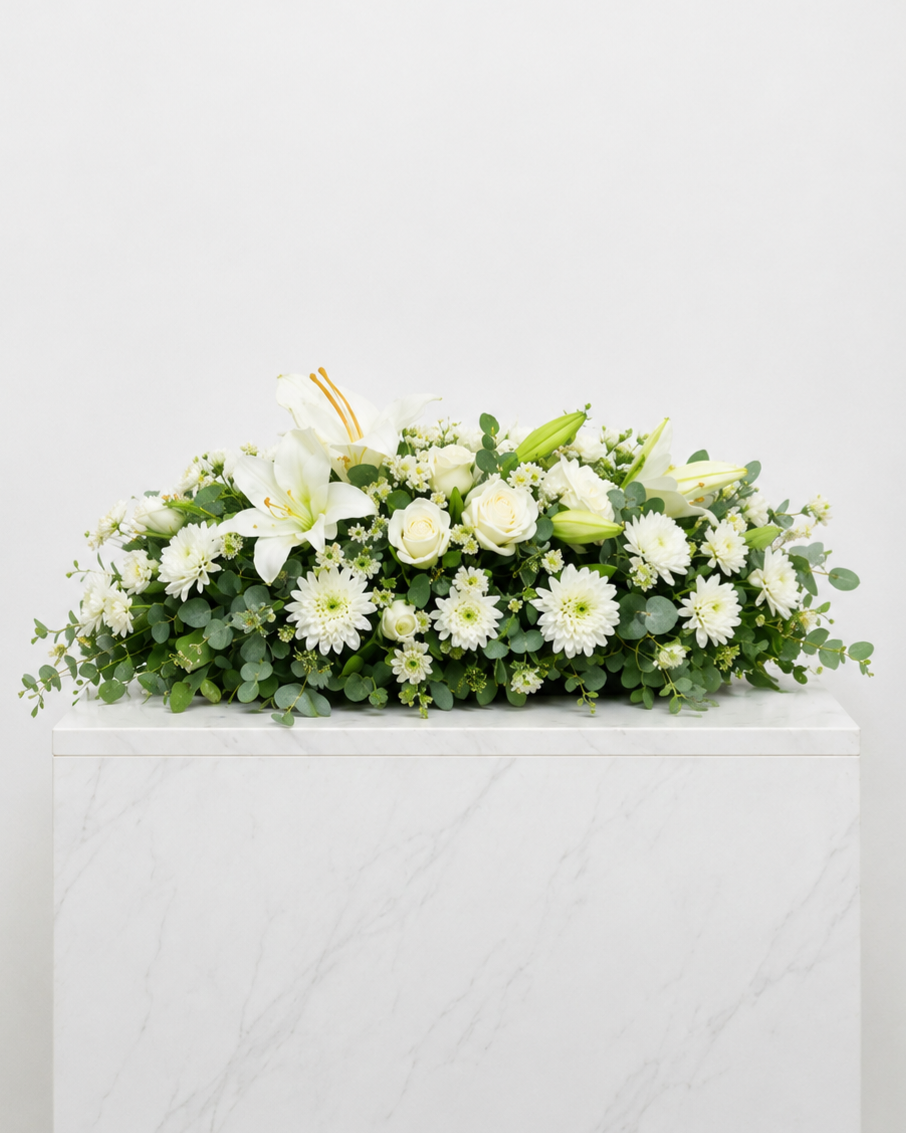 Funeral Coffin Spray - Standard White