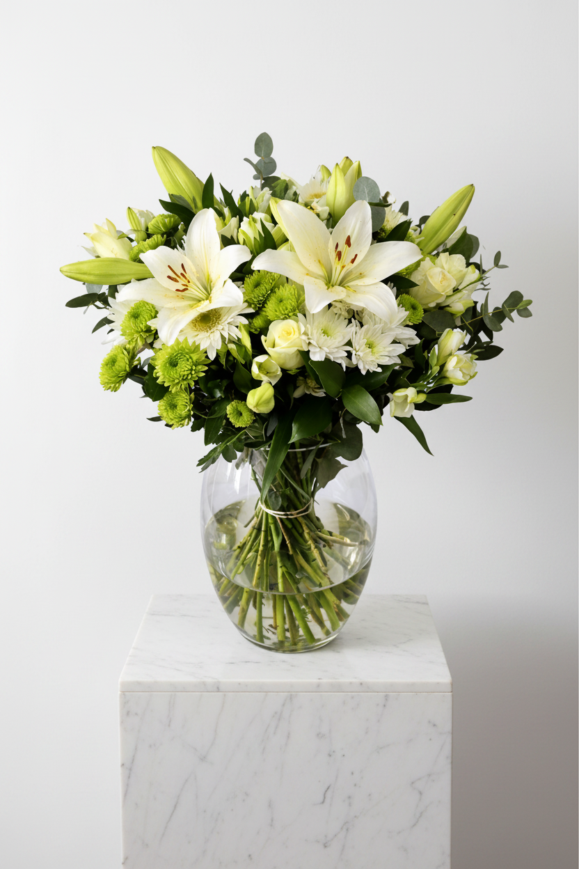 Large sympathy arrangement by My Store featuring a graceful floral display in a vase, suitable for expressing condolences and sympathy.